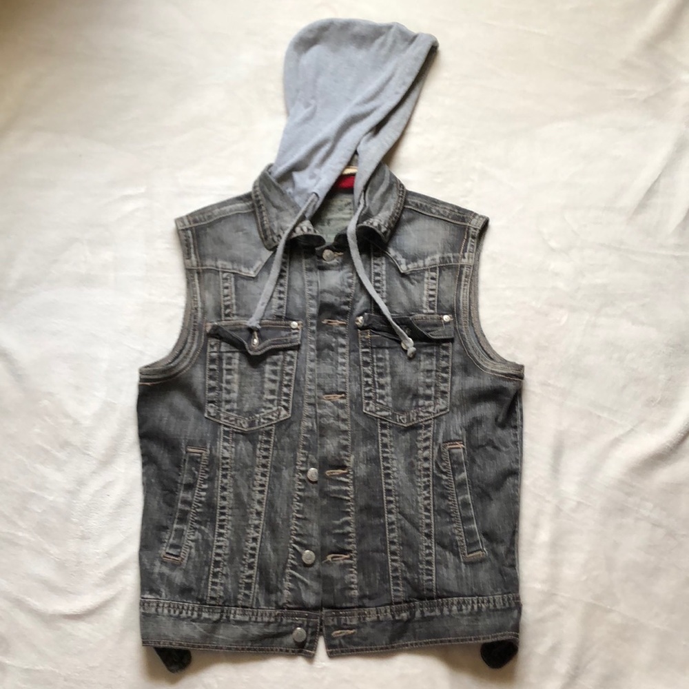 Hooded jean vest